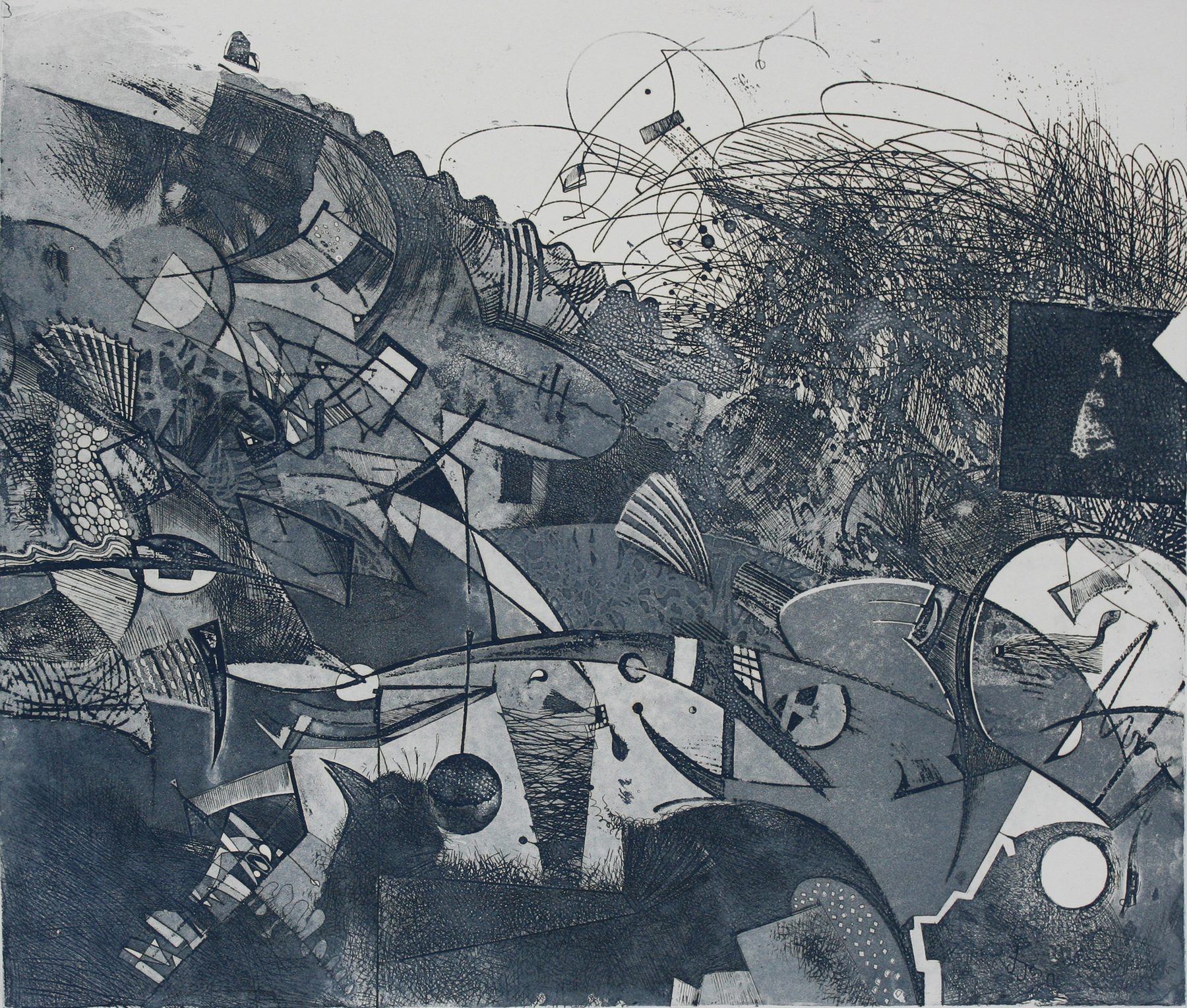 First Kiss — zinc plate etching on paper, 1989